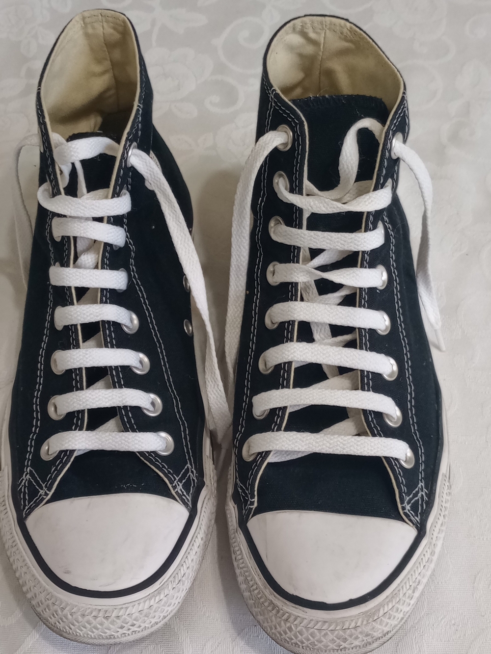 Classic Black High-Top Canvas Sneakers with White Trim
